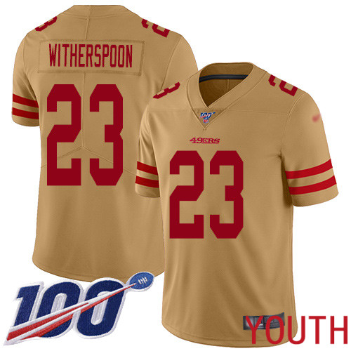 San Francisco 49ers Limited Gold Youth Ahkello Witherspoon NFL Jersey #23 100th Season Vapor Untouchable
